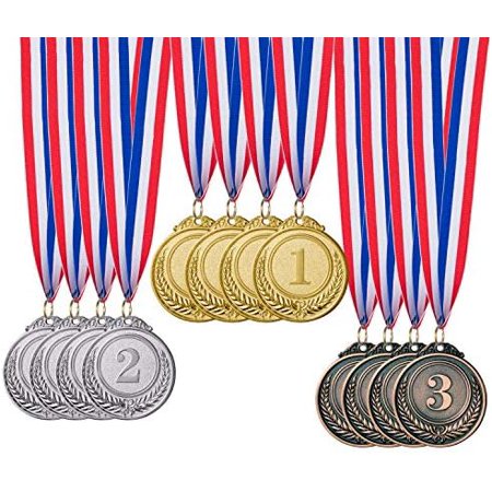 12 Pieces Gold Silver Bronze Award Medals-Winner Medals Gold Silver Bronze Prizes for Competitions, Party,Olympic Style, 2 Inches$$Gift Supply & Awards