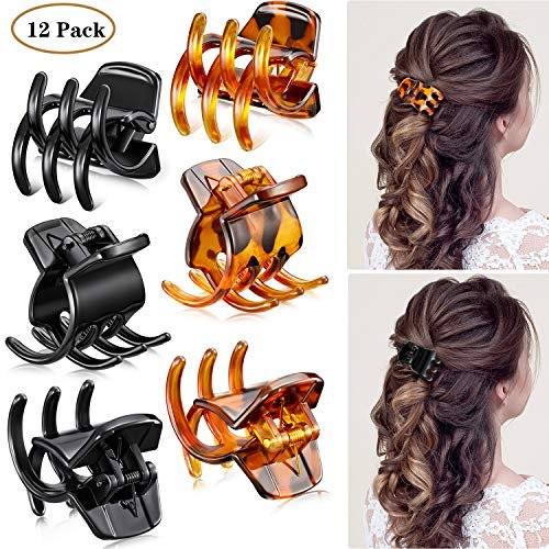 12 Pieces Hair Claw Clips Medium Size Hair Claws 1.3 Inch Hair Jaw Clip