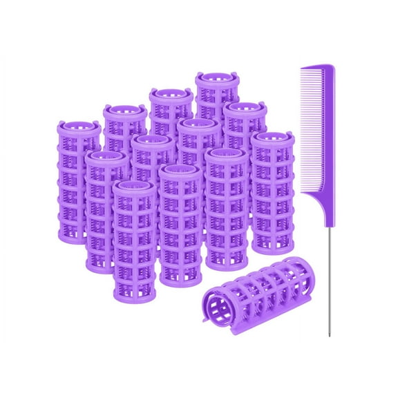 12 Pieces Hair Roller, Plastic Hair Rollers Curlers Self Grip Rollers with 1 Pieces Steel Pintail Combs for Short Hair Long No Heat Hair Curlers Hair Hairdressing Styling Tools (Random Colors)