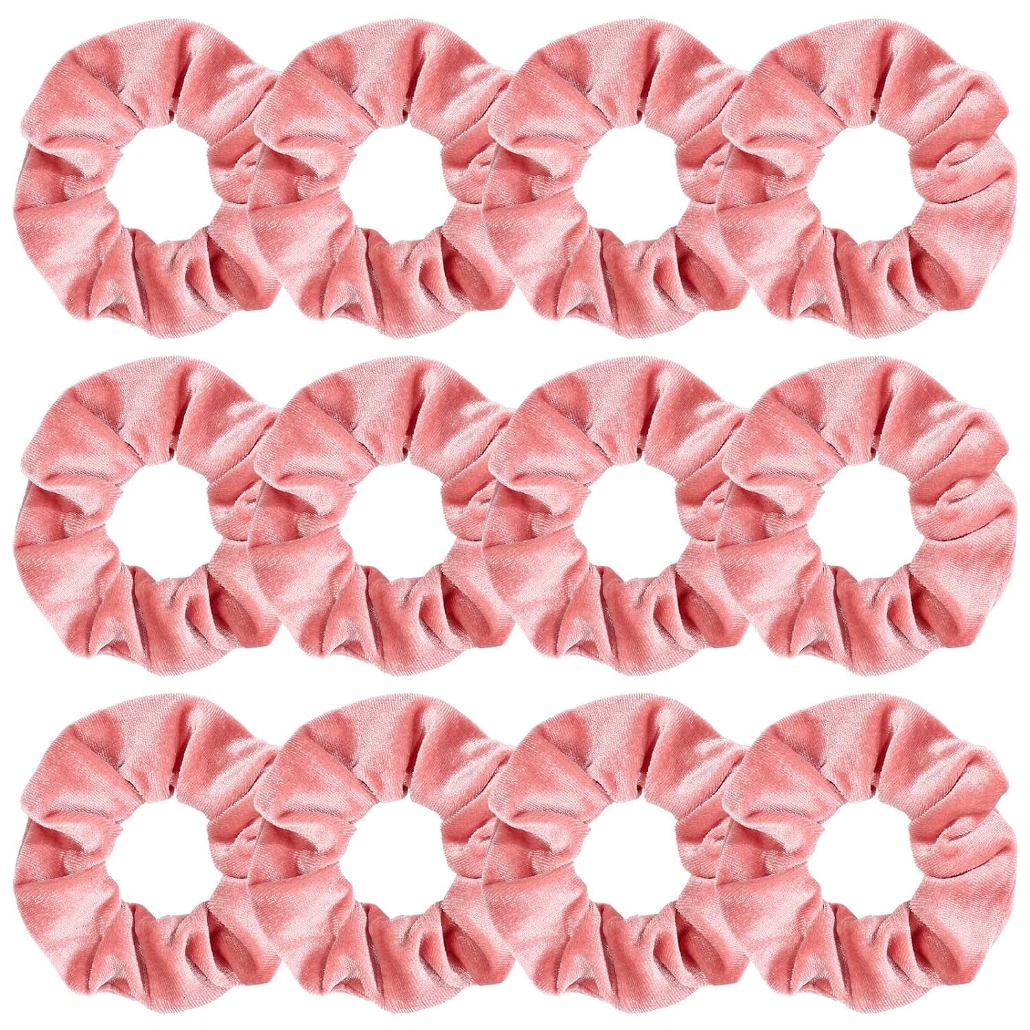12 Pieces Hair Scrunchies Velvet Elastics Scrunchy Bobbles Soft Hair Bands Hair Ties for Women Teenage Girls (Dusty Pink)