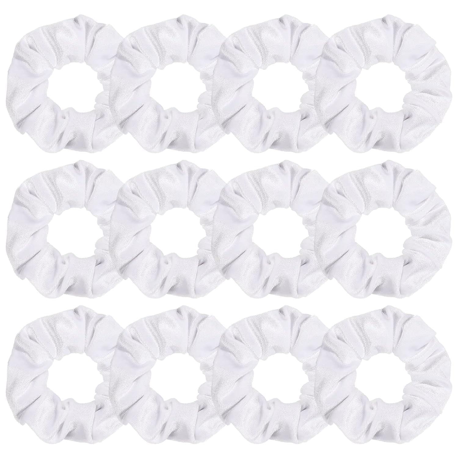 12 Pieces Hair Scrunchies Velvet Elastics Scrunchy Bobbles Soft Hair Bands Hair Ties for Women Teenage Girls (White)