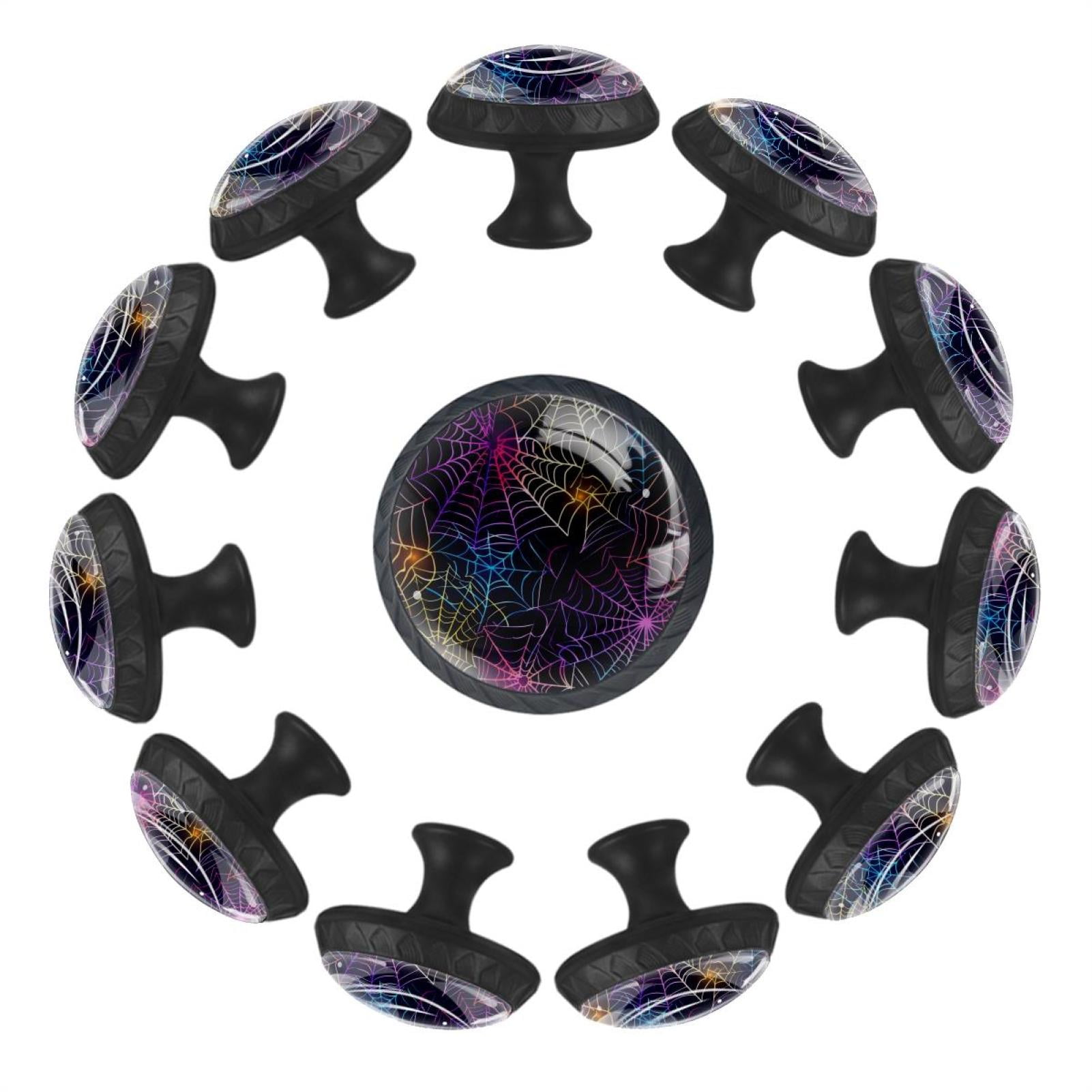 12 Pieces Halloween Spider Webs Seamless Pattern Glass Knobs for ...