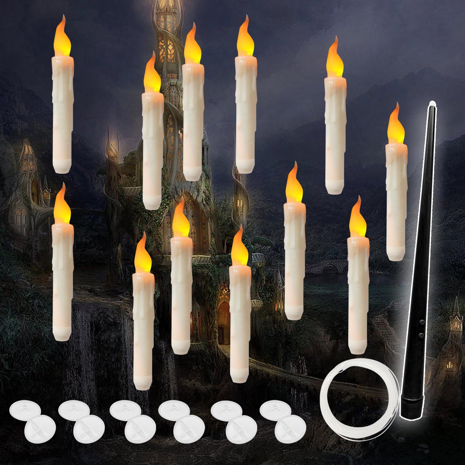 12 Pieces Hanging Floating Candles Flameless Taper Candles LED Dripless