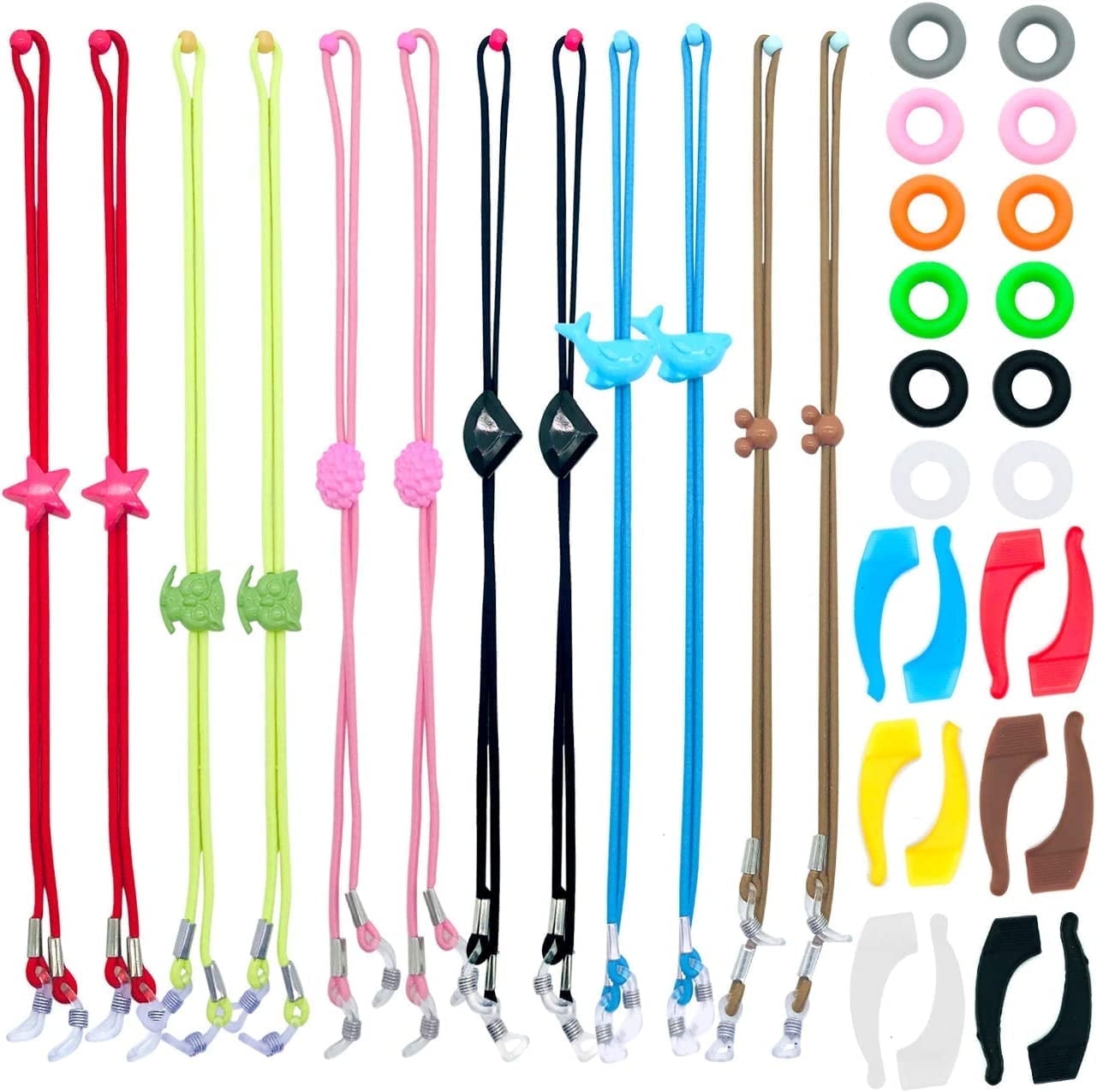 12 Pieces Kids Eye Glasses Strap,with 12 Pair Silicone Ear Grip Holder,Adjustable Anti-slip Eyeglass Retainer Hooks for Sports Su