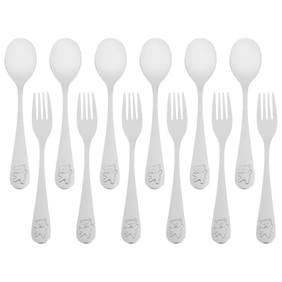 12 Pieces Kids Silverware Stainless Steel Children's Safe Flatware Child Spoon and Fork Set Toddler Utensils