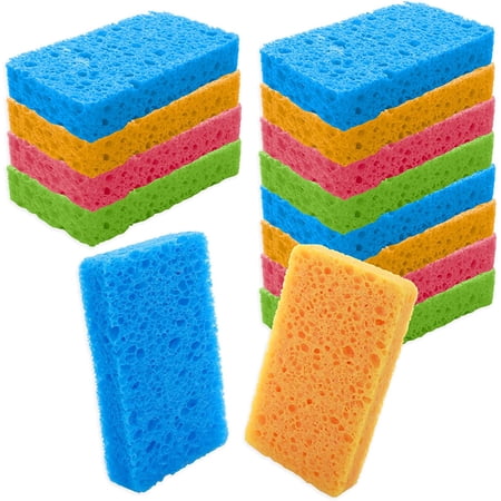 12 Pieces Kitchen Cleaning Scrub Sponge, Compressed Cellulose Sponges Non-Scratch Natural Dish Sponge for Kitchen Bathroom Cars
