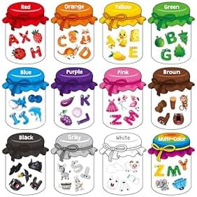 12 Pieces Magnetic Color Sorting Jars, 60 Color & Letter Magnets for ...