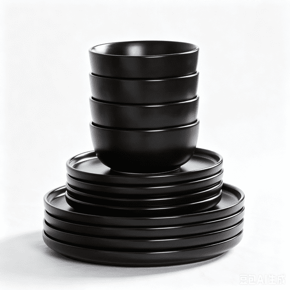 12 Pieces Matte Black Stoneware Dinnerware Set, Microwave Dishwasher Safe Sturdy Ceramic Dishes for Daily Dining Use