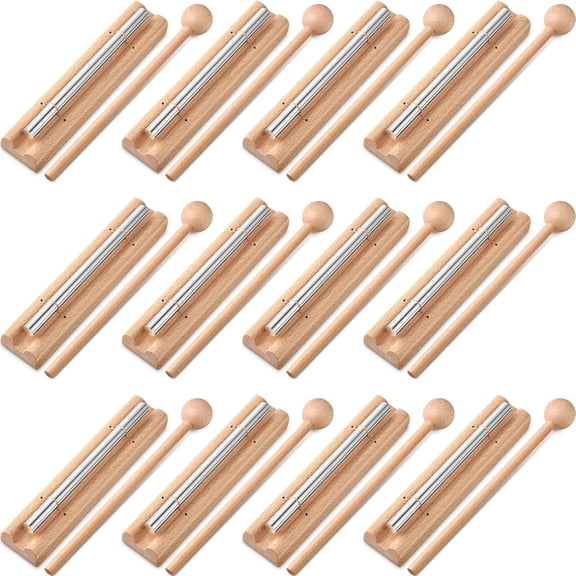 12 Pieces Meditation Chime for Classroom, Mindfulness Teacher Hand Bell Chime Musical Percussion Instrument with Mallet Reminder Tools for Prayer Yoga Music Classroom Sound Therapy Gift