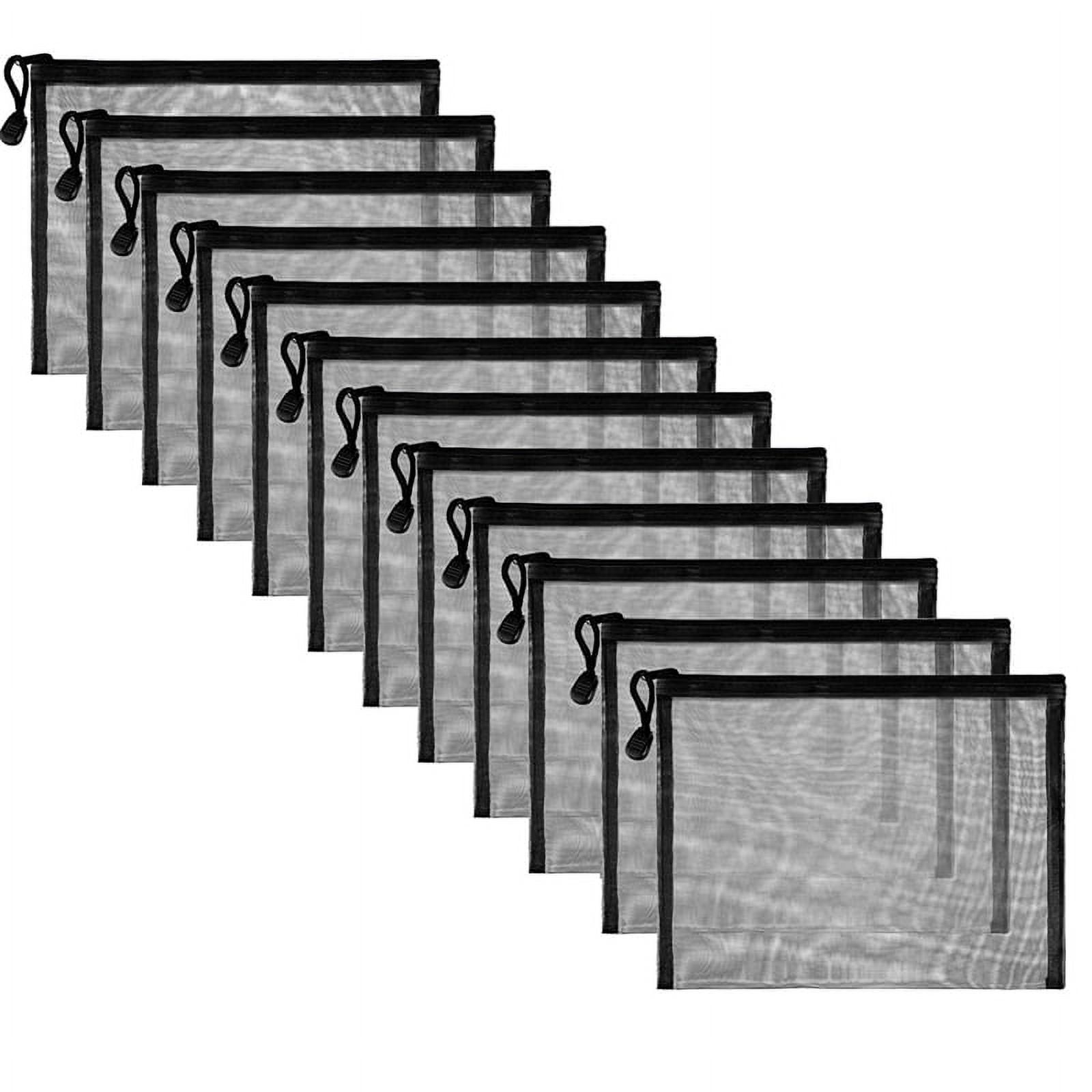 12 Pieces Mesh Bags Black Mesh Zipper Pouch Bags Cosmetic Travel