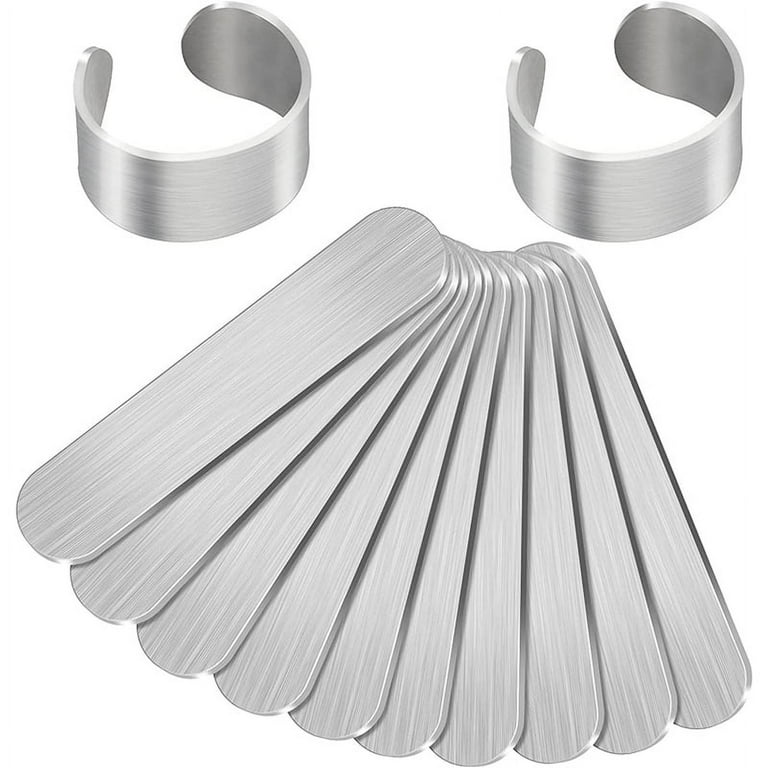 12 Pieces Metal Stamping Blanks Aluminum Rings Blanks 0.47X2.24 Inch  Bending Blanks Rings Blanks for DIY Jewelry Making 