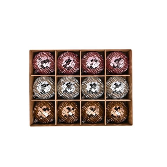 12 Pieces Mirror Disco Ball Silver Hanging Disco 4D Ball Small Party Mirror Balls Cool Reflective Decor Christmas Tree Ornaments for Wedding Party Dance Music Festival