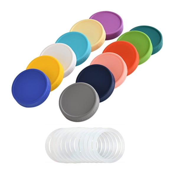 12 Pieces Multi Color Plastic Storage Caps Sealed Seal Lid for Mason Jar
