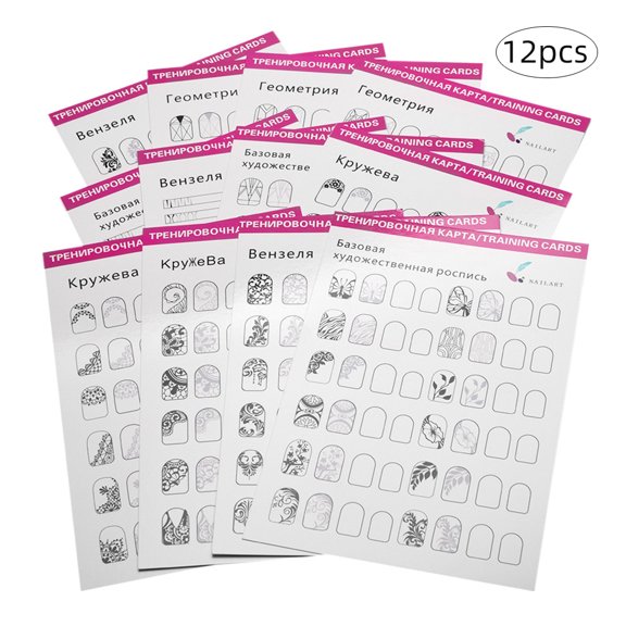 12 Pieces Nail Art Practice Lines Drawing Painting Template Learning Book, can
