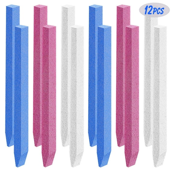12 Pieces Nail Pumice Stone Stick Stone Nail File Pumice Stone Nail Cuticle Pusher Stone File for Home Salon Nail Buffing Tool