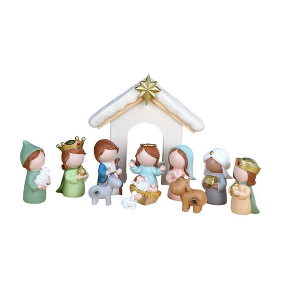 12 Pieces Nativity Scene Figurine Set Resin Hand Painted Holiday Decoration for Home and Church Christmas Tabletop