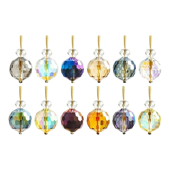 12 Pieces Of Multi-Colorful Crystal Ball Ornaments Christmas Glass Ball Decoration Mini Colorful Crystal Pendant Party
