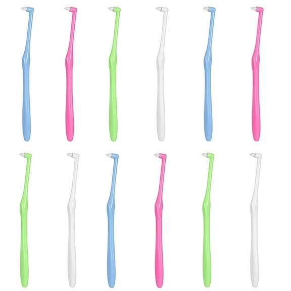 12 Pieces Orthodontic Toothbrush Pointed Head Orthodontic Brush apered Trim Toothbrush Compact Interdental Interspace Brush for Hard to Reach Areas, Implants, Orthodontic Appliances, Bridges