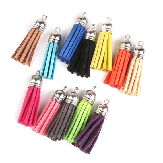 12 Pieces/ Pack Velvet Tassel Charm Pendants for Bags Key Chains Necklace Earring DIY Jewelry Making Findings 4cm
