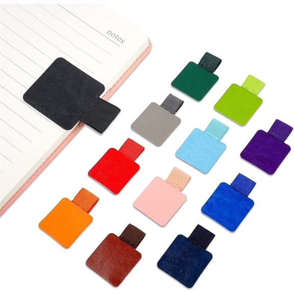 12 Pieces Pen Loop Holder, Casewin Adhesive Elastic Pencil Loop Holder, Leather Pencil Loop Holder with Elastic Band for Notebooks, Journals, Calendars, Planner, 12 Colors