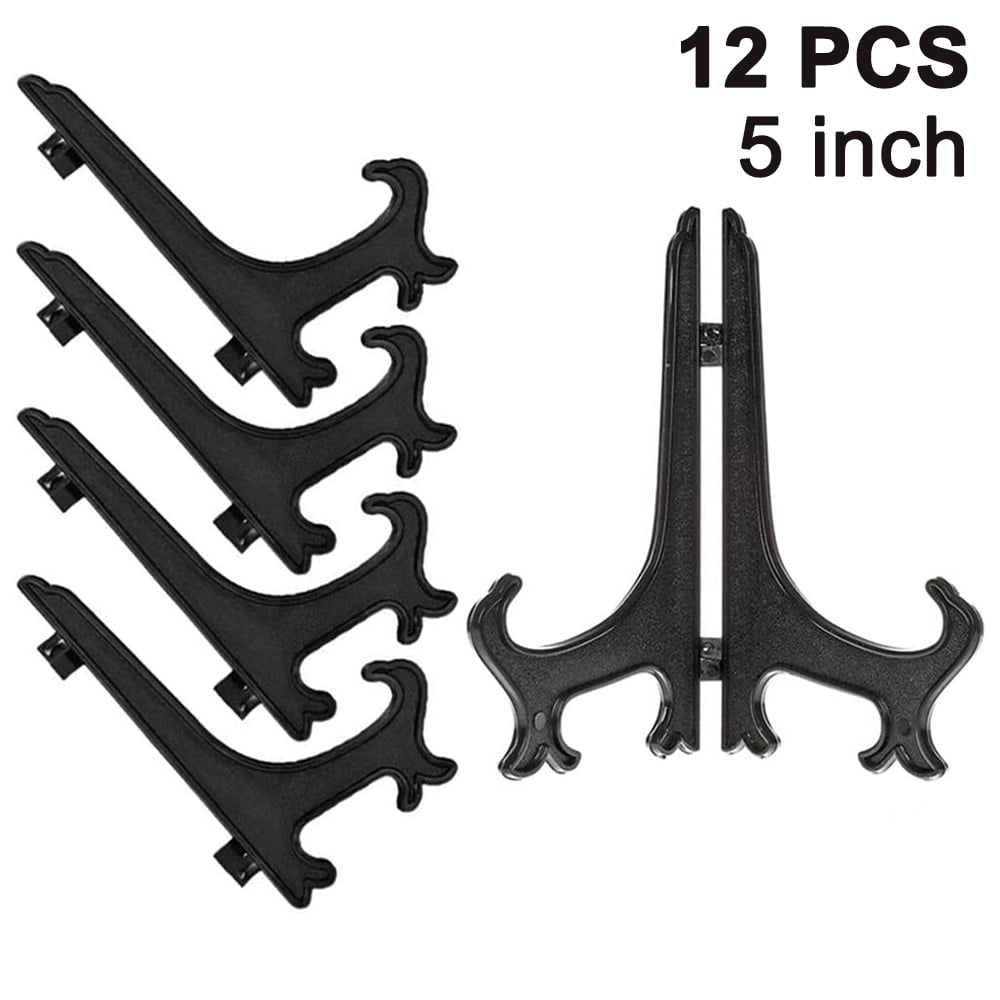 Artliving 3inch Black 12pcs/set Plastic Easels Plate Display Stands Picture Frame Stand Holder