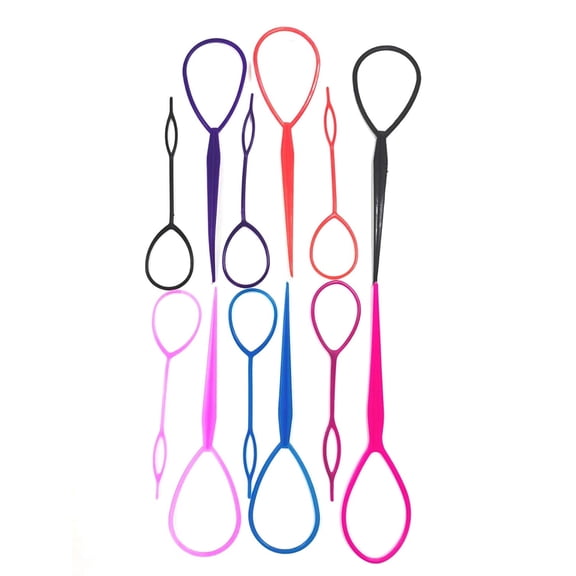 12 Pieces Plastic Magic Topsy Hair Braid Accessories ,French Braid Tool Loop for Hair Styling , Ponytail Maker Clip Tool Hair Styling Accessories,6 Colors, Totally 6Pairs