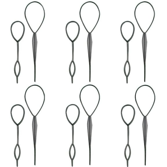 12 Pieces Plastic Magic Topsy Tail Hair Braid Ponytail Styling Maker Clip Tool Hair Styling Accessories (black)