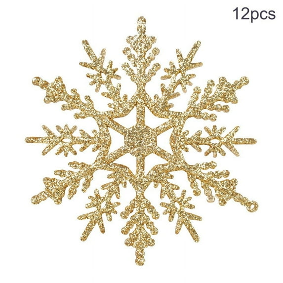 12 Pieces Plastic Snowflake Ornaments Christmas Glitter Snowflakes Hanging Crafts for Christmas Tree Wedding Embellishing Party Decorations