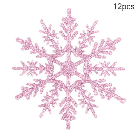12 Pieces Plastic Snowflake Ornaments Christmas Glitter Snowflakes Hanging Crafts for Christmas Tree Wedding Embellishing Party Decorations