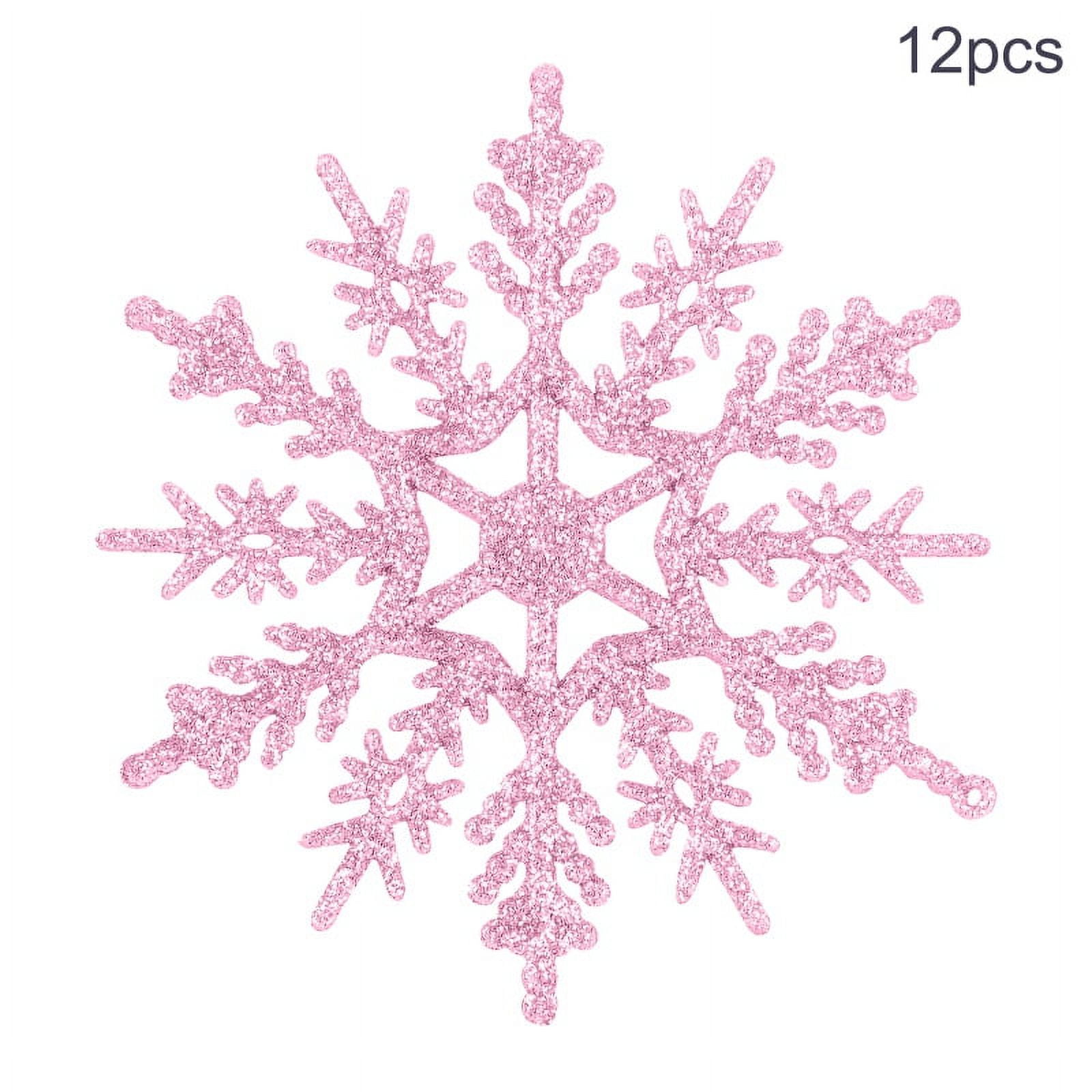 36pcs White Snowflake Ornaments Plastic Glitter Snow Flakes