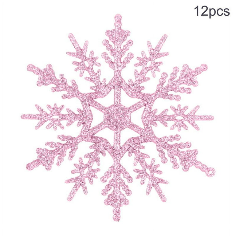 12 Pieces Plastic Snowflake Ornaments Christmas Glitter Snowflakes