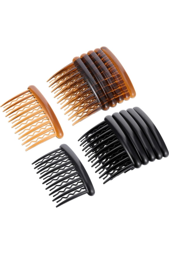 12 Pieces Plastic Teeth Hair Combs Tortoise Side Comb Hair Accessories for Fine Hair (Black, Dark Brown)