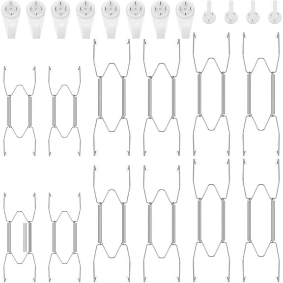 12 Pieces Plate Hangers for Wall Stainless Steel Wire Invisible Plate Hangers Heavy Duty Display Holders with 12 Pieces Hooks for Wall Decorative(Silver,6/8/10 Inch)