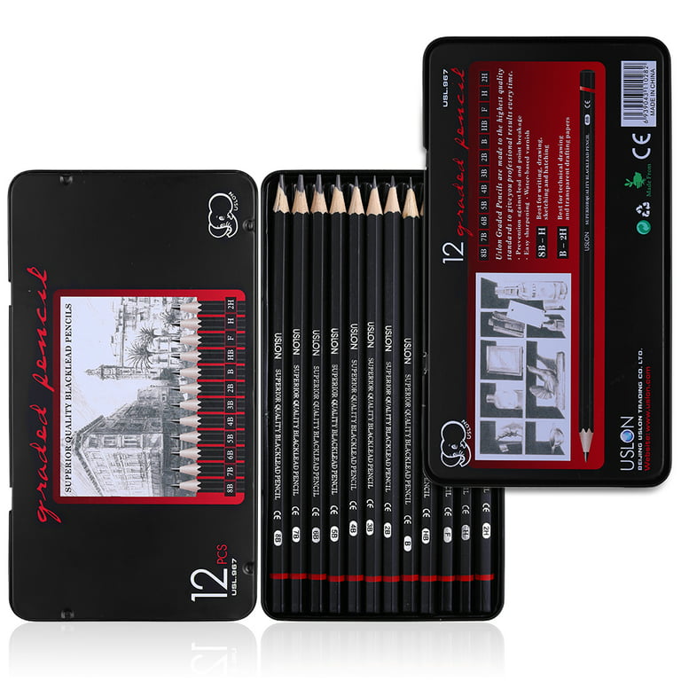 12 Pieces Professional Sketching & Drawing Art Tool Kit Graphite Pencils,  8B-2H,Ideal for Drawing Art, Sketching 