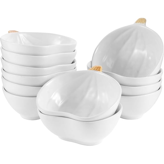12 Pieces Pumpkin Ramekins Fall Ramekins Ceramic Bowls Pumpkin Bowl 6 oz Oven Safe Ramekin for Thanksgiving Bowl Dip, Sauce, Condiments,Snack (Ivory White)