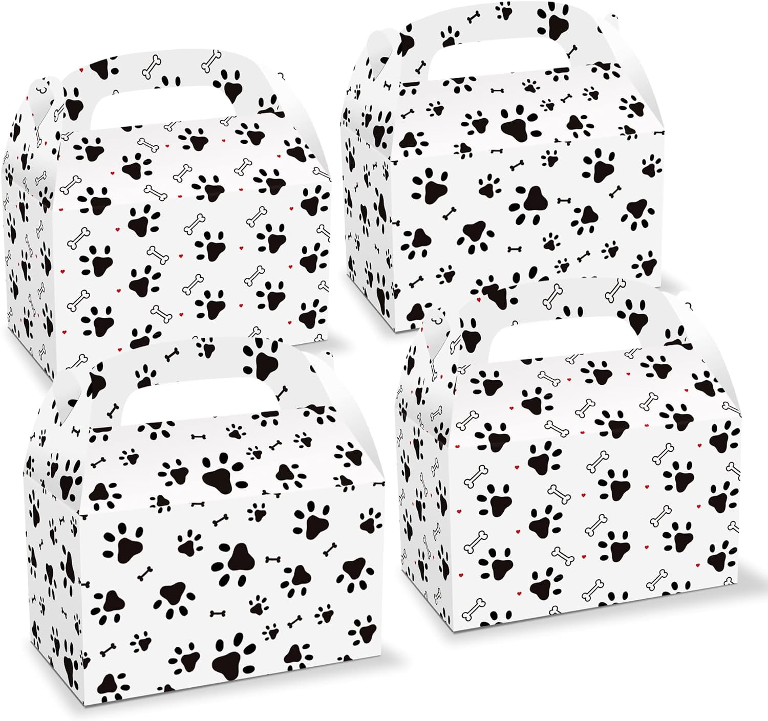 12 Pieces Puppy Dog Paw Print Treat Bags, Paper Paw Print Goodie Bags