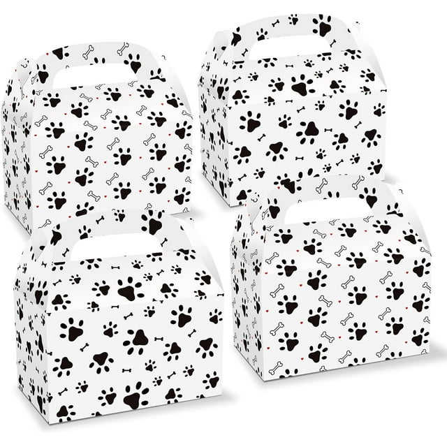 12 Pieces Puppy Dog Paw Print Treat Bags, Paper Paw Print Goodie Bags