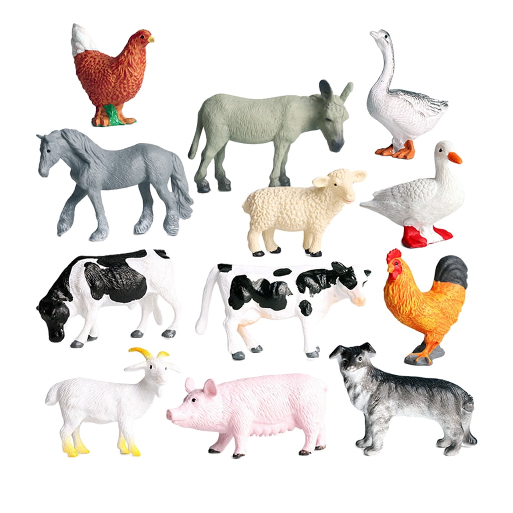 12 Pieces Realistic Farm Animal Model Toys Set Realistic Animals Action