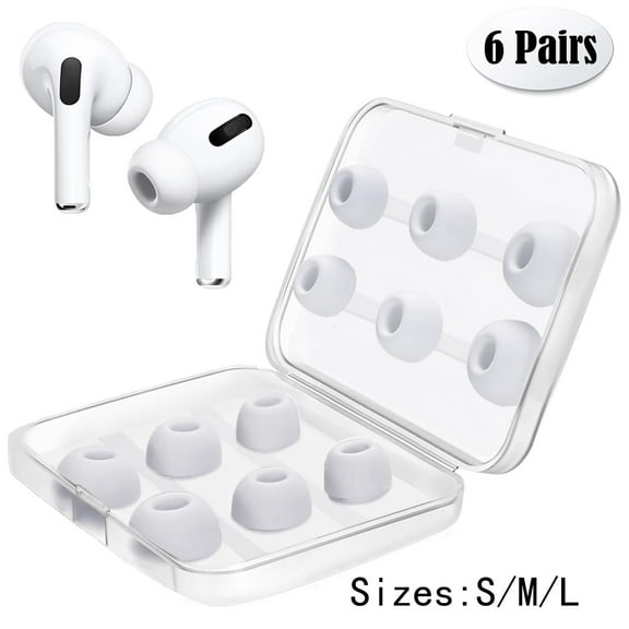 12 Pieces Replacement Ear Tips for AirPods Pro/AirPods Pro 2 Silicon Ear Buds Tips with Portable Storage Box (S/M/L) (6 Pairs)