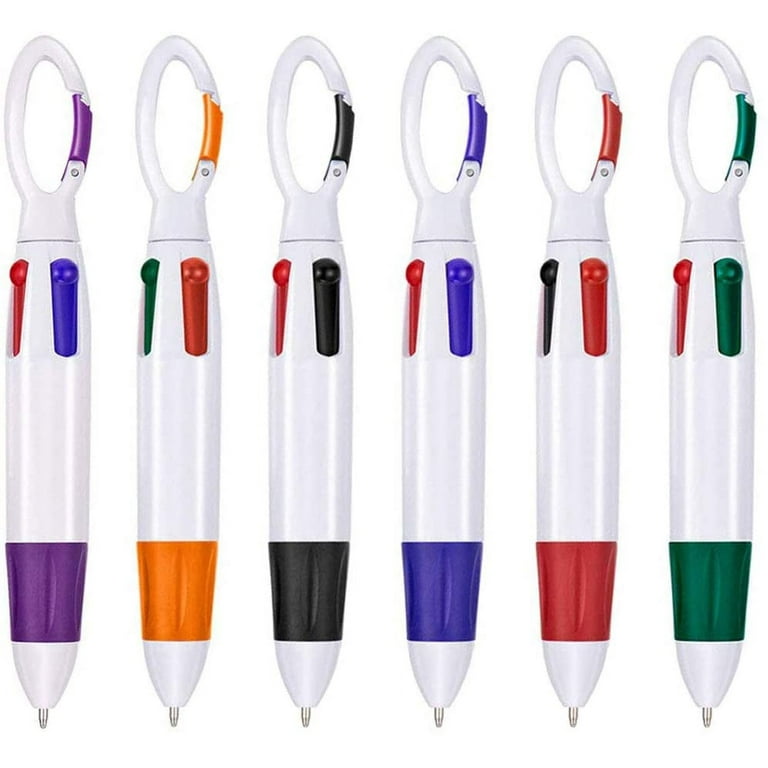 12 Pieces Retractable Shuttle Pens 4 Neon Color in One Ballpoint Pen with  Buckle Clip on Top Multi-Color Carabiner Keychain for Office School  Supplies Students Children Gift 