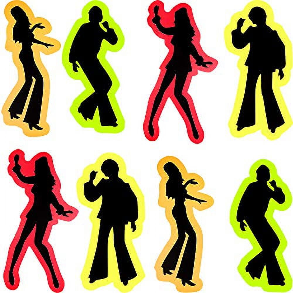 12 Pieces Retro 70s Silhouettes Dance Silhouettes Cutouts Disco ...