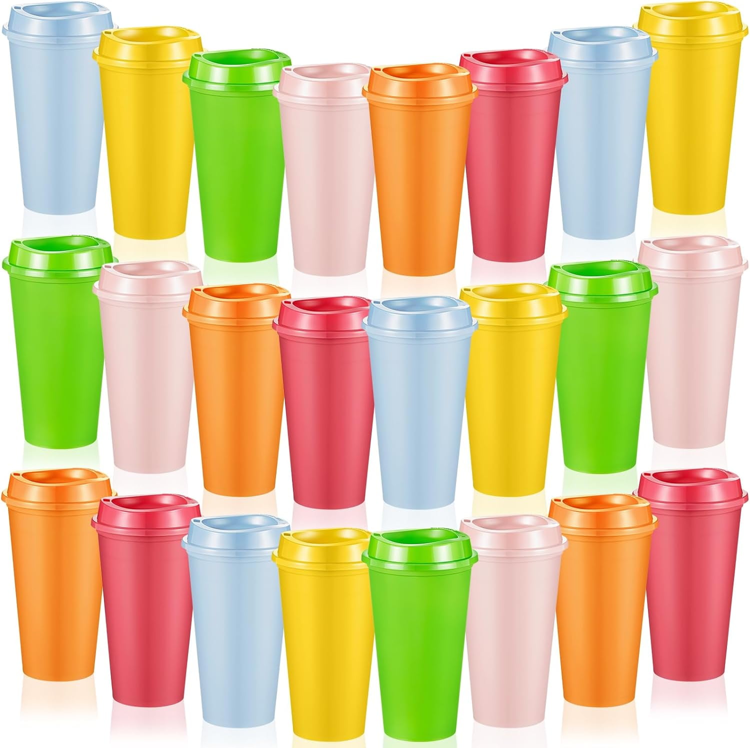 12 Pieces Reusable Coffee Cups with Lids 16 Ounces Travel Thermal Cups ...