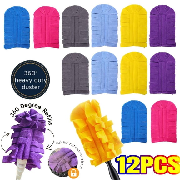 12 Pieces Reusable Duster Refills Compatible with SwifferDuster- Washable Pads for Ceiling Fans, Hardwoods, Windows, Kitchen Floors