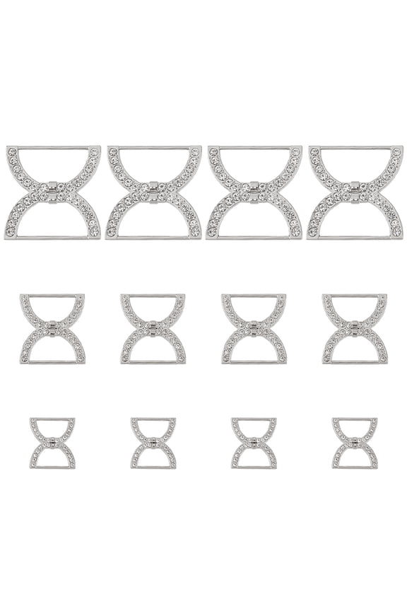 12 Pieces Rhinestone Double D Ring Buckle 16/23/36mm Multipurpose Metal Webbing Belt Buckles Purse Belt Metal Rings Hardware