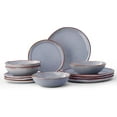 12 Pieces Round Kitchen Dinnerware Sets, Plates and Bowls Sets, Dish ...