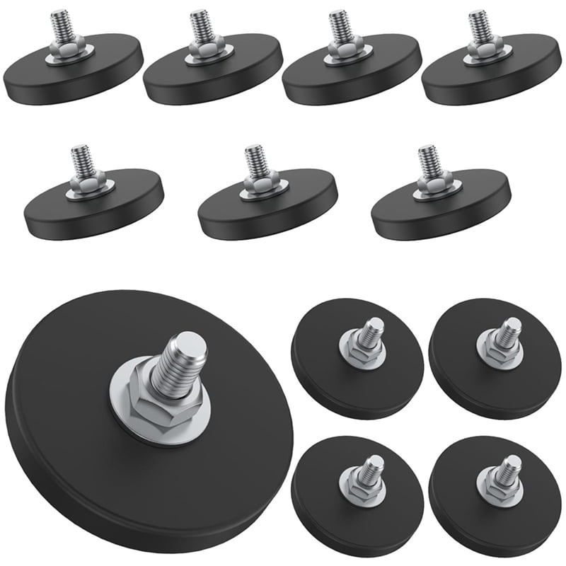 12 Pieces Rubber Coated Magnets 1.69 Inch 30 Lbs M6  Mounting Magnets Threaded Studs for Lighting