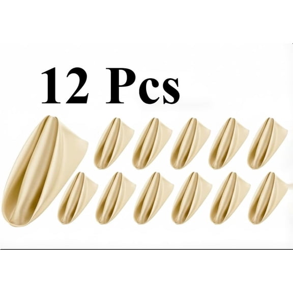 12 Pieces Satin Napkins Soft Dinner Napkins Square Weddings Table Napkin 17 x 17 Inches for Restaurant Weddings Party Dinner Decoration (Champagne)