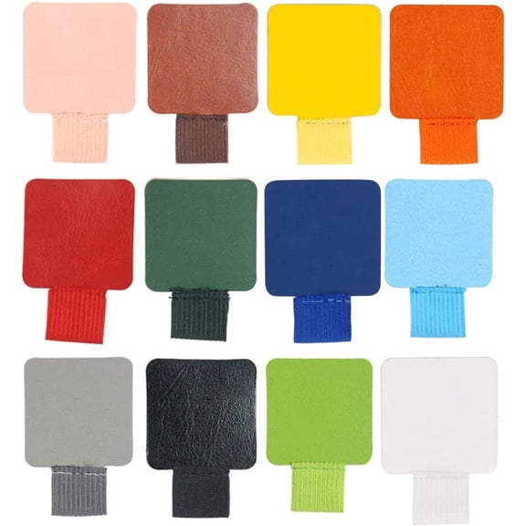 12 Pieces Self Adhesive Pen Loop Holder,Pen Loop Holder for Notebooks, Planners andJournalsFaux Leather Pen Loop Strap Sticker with Elastic Loop (12 Colors)