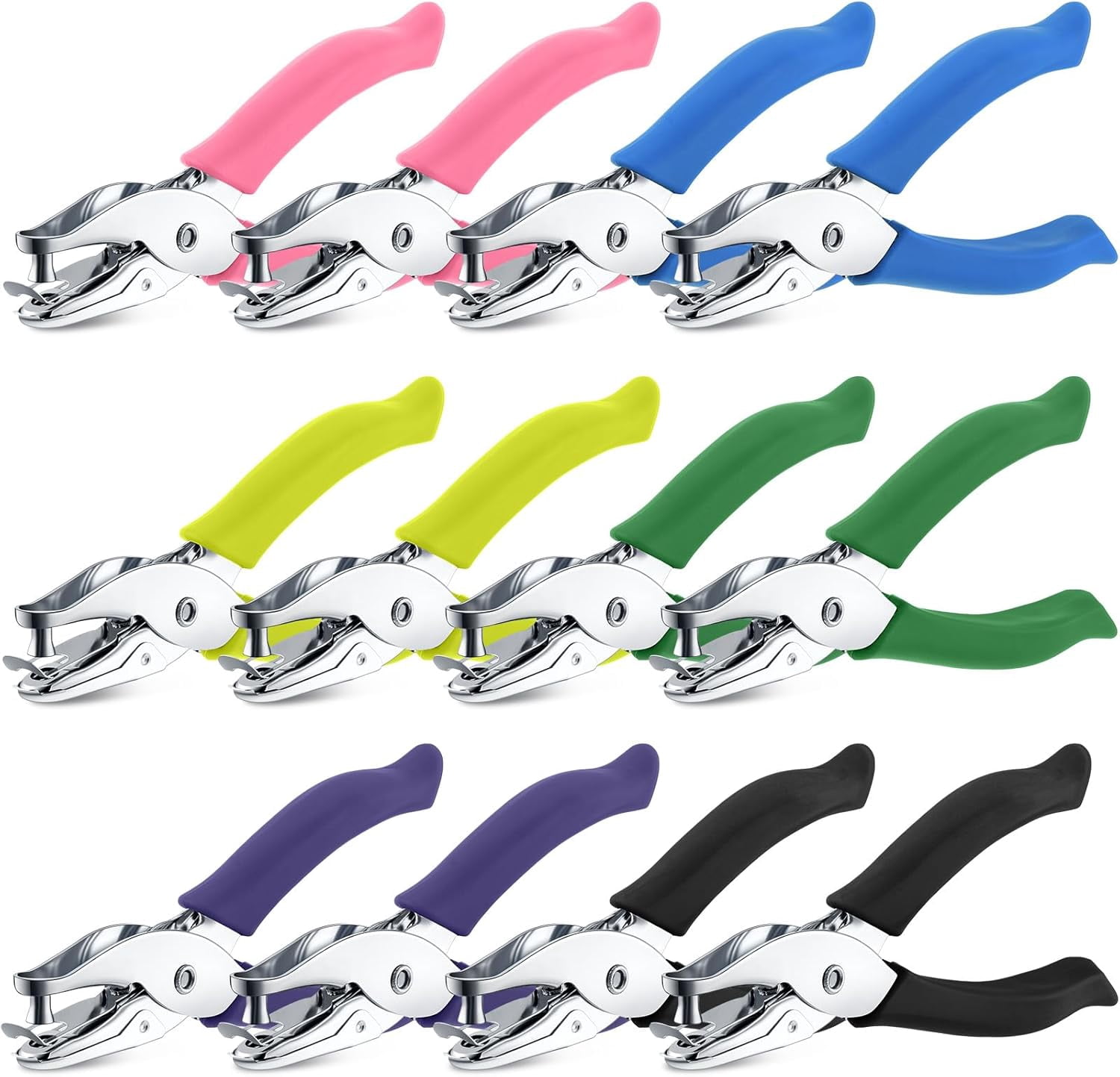12 Pieces Single Hole Punch held 1/4 Inch Paper with Grip les Circle Shape Puncher for Craft Greeting Cards Scrapbook Notebook (Bright Color)