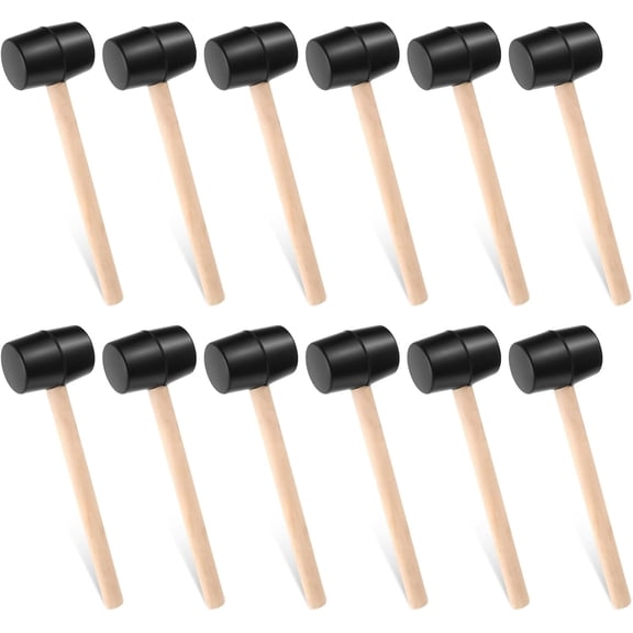 12 Pieces Small Rubber Mallet Bulk, 7 Oz Double Faced Heavy Duty Rubber Head Small Mallets with Wood Handle for DIY Crafts, Flooring, Tent Stakes, Woodworking and Camping